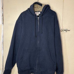 L.L Bean Mens Katahdin Iron Works Sherpa Fleece Lined Hoodie Size L Black Zip